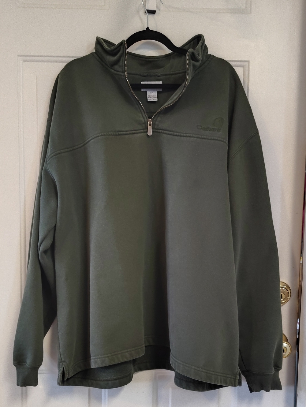 Carhartt Olive Green Quarter-Zip Sweatshirt